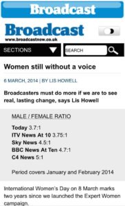 Broadcast magazine March 2014 - Women still need a voice